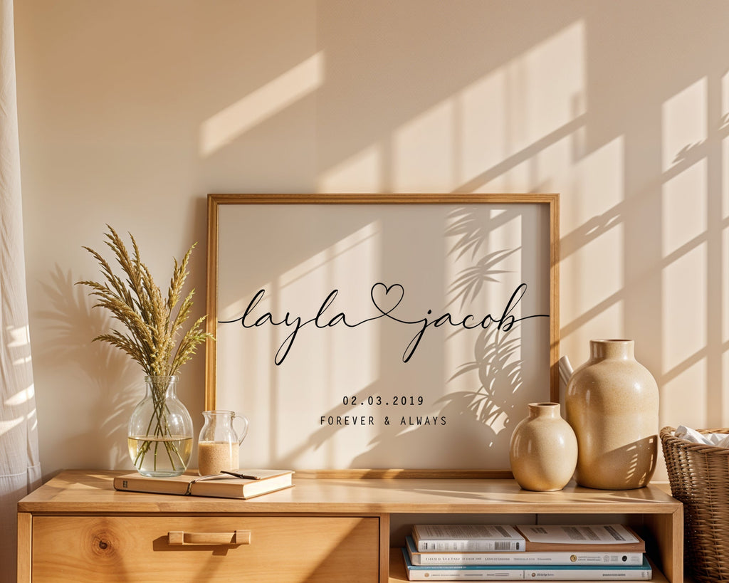 Personalised Heart Linked Names Print