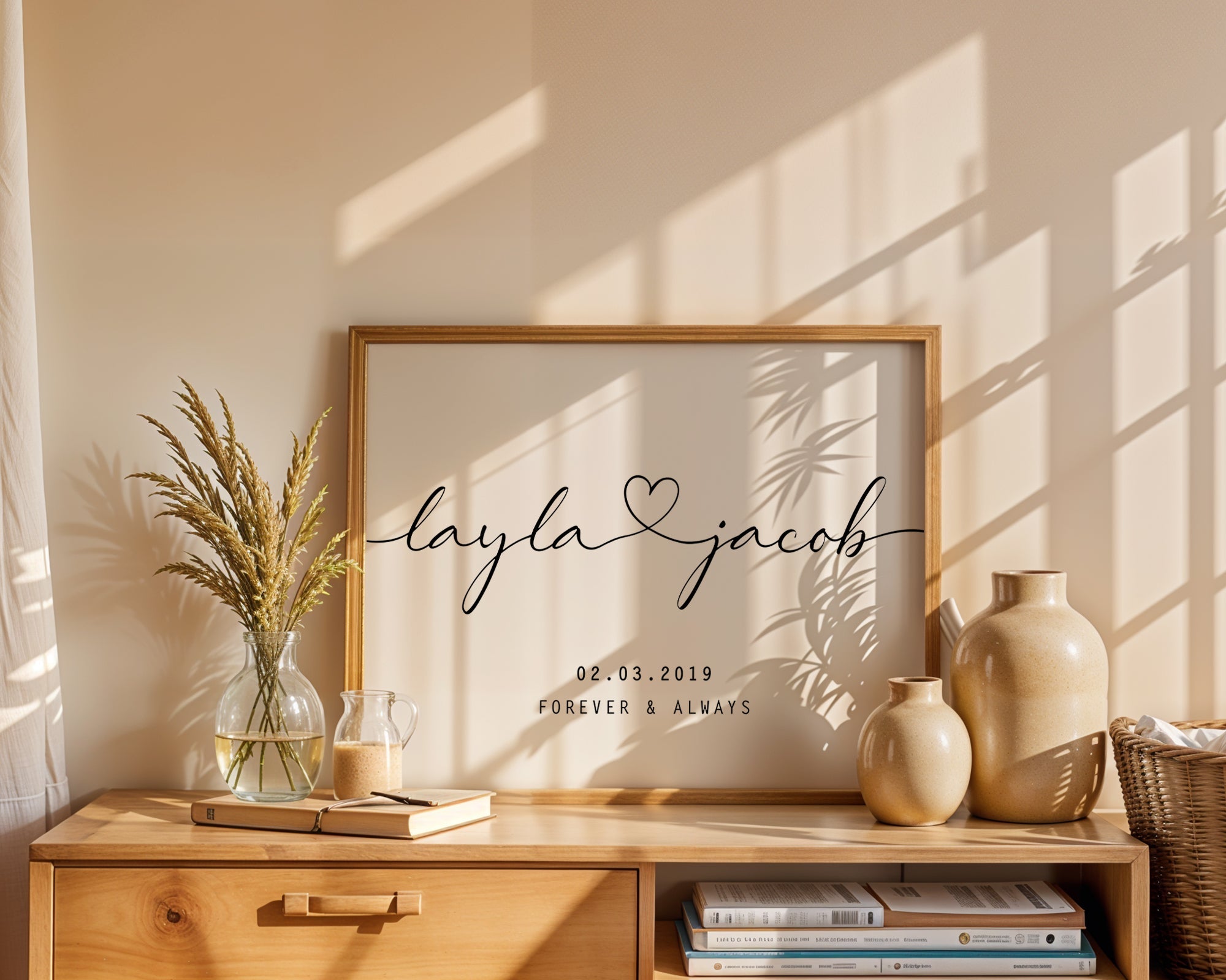 Personalised Heart Linked Names Print