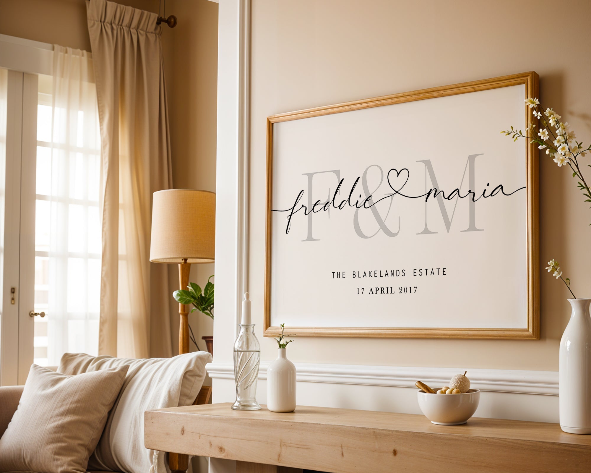 Personalised Heart Linked Names Print