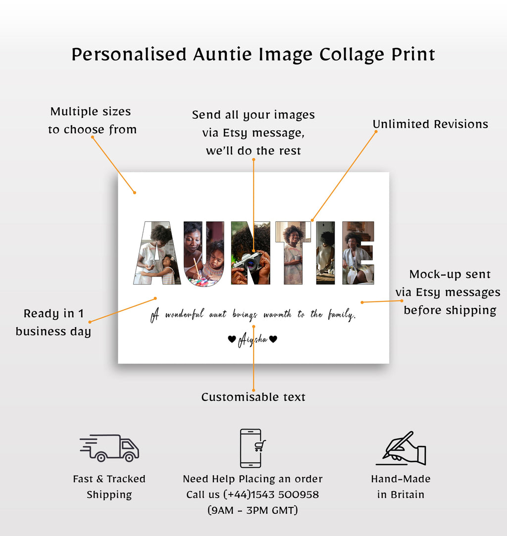 Personalised Auntie Image Collage Print