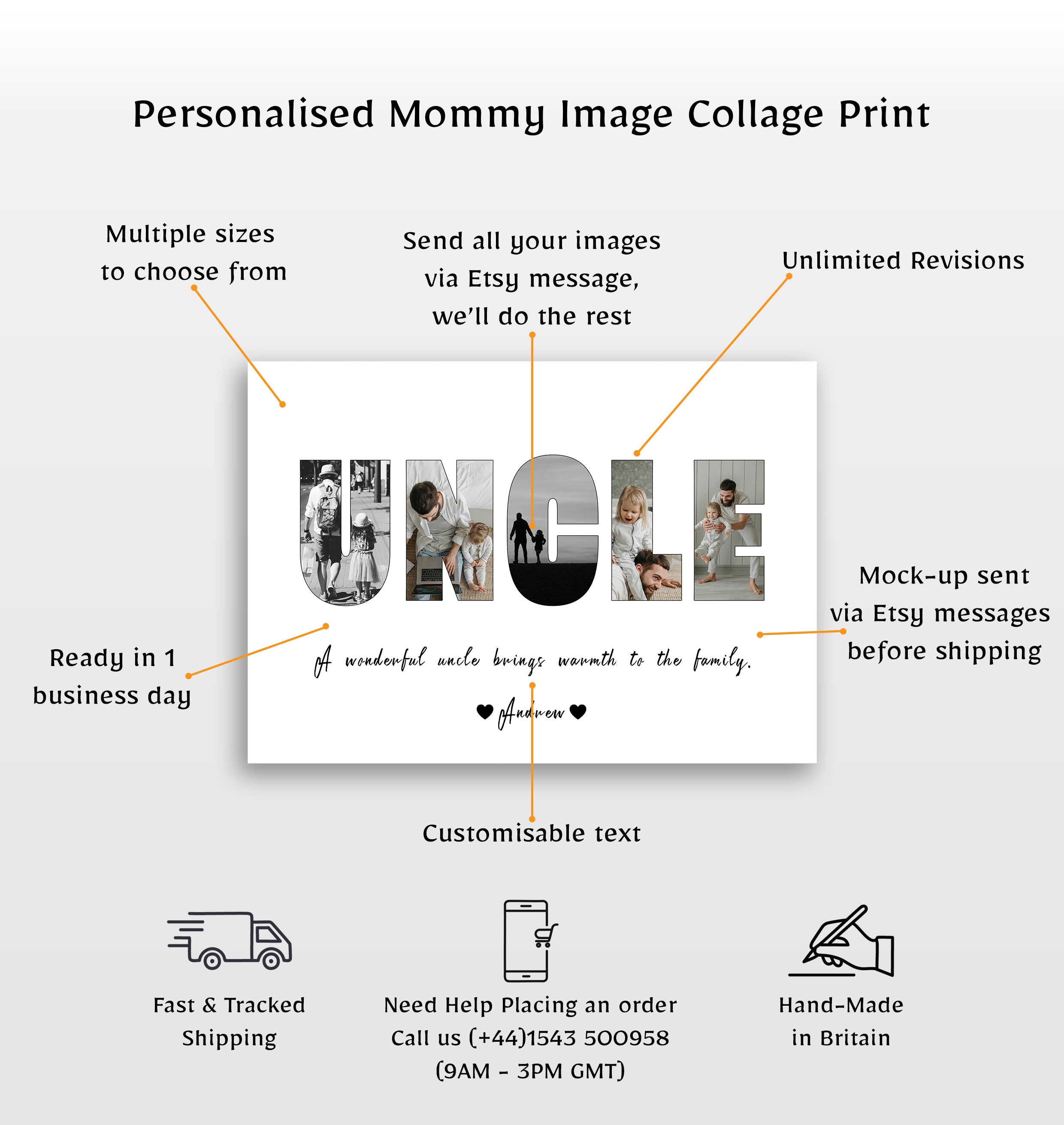 Personalised Uncle Image Collage Print